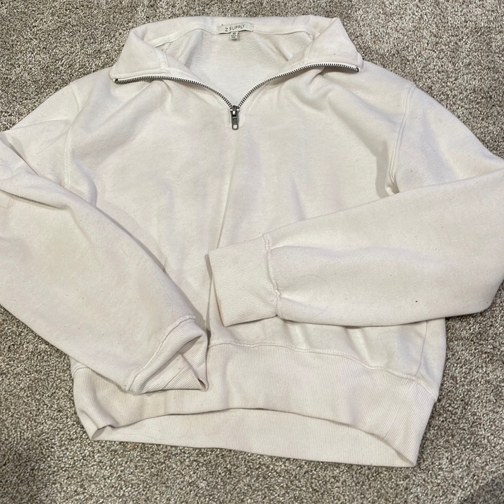 White quarter zip up